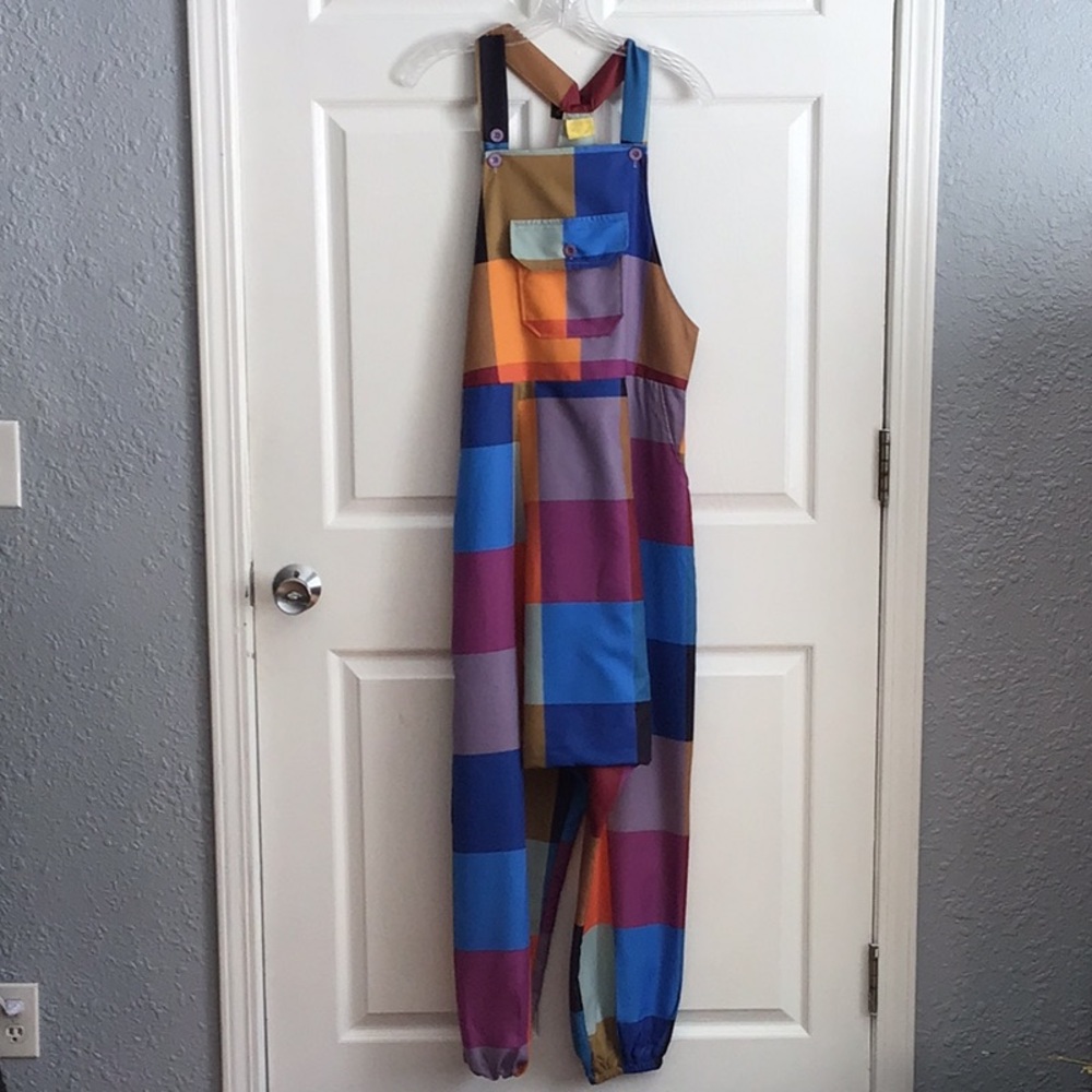 Unknown Designer . Colorful Patchwork Overalls - image 1